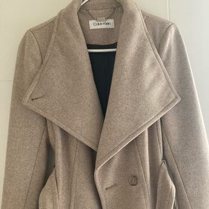 Calvin Klein belted wool wrap coat